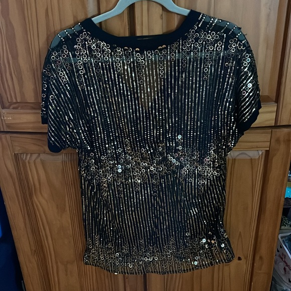 INC – international concepts , Gold and black sequin V-neck tunic - Picture 6 of 6